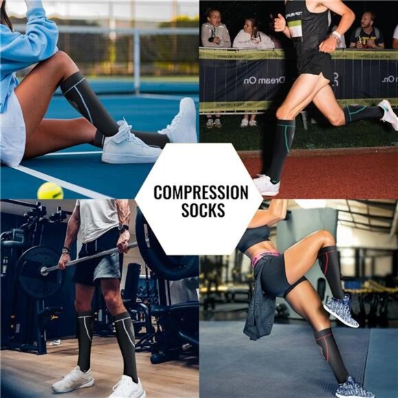 Compression Socks for Women Men Circulation Knee High 8 Pairs for Nurses - Picture 6 of 7